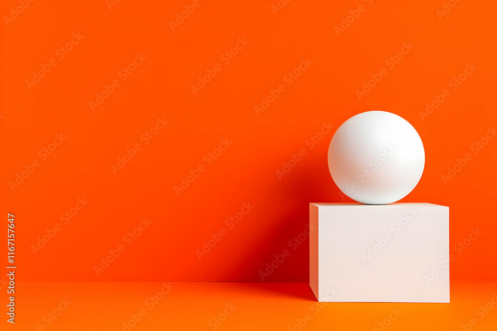 Abstract 3D Render White Egg on Cube Abstract 3D Render White Egg on Cube