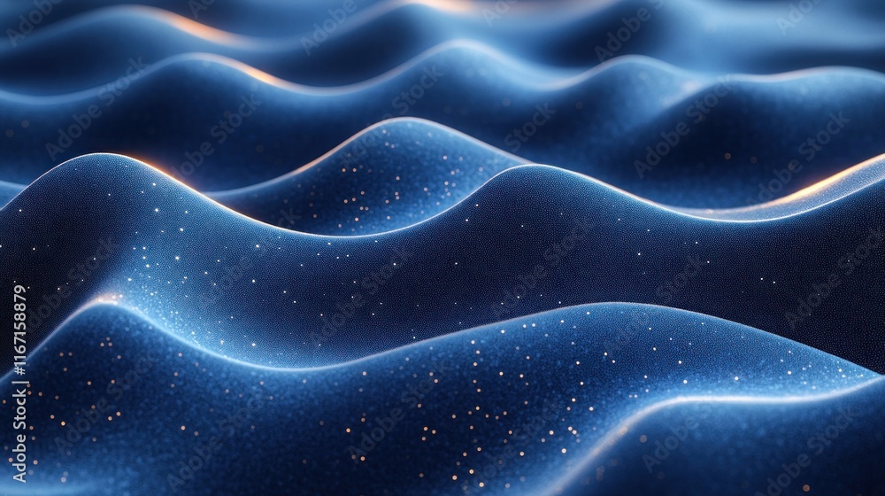 Obraz premium Abstract Ocean Wave Pattern Flowing Liquid Design in Deep Blue Tones with Elegant Rhythmic Curves and Smooth Textures