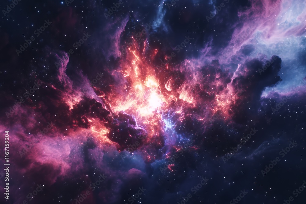 Cosmic Nebula Fiery Clouds Stellar Dust Space Cosmic Nebula Fiery Clouds Stellar Dust Space