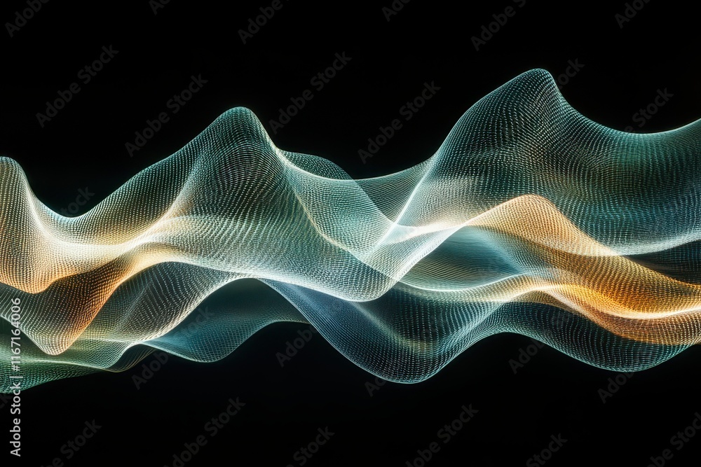 Abstract wave patterns in vibrant colors flowing over a dark background. Generative AI Abstract wave patterns in vibrant colors flowing over a dark background. Generative AI