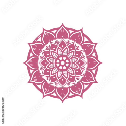 Top view of a ceramic plate showcasing a detailed floral mandala design in vibrant orange and teal colors, isolated on white background.