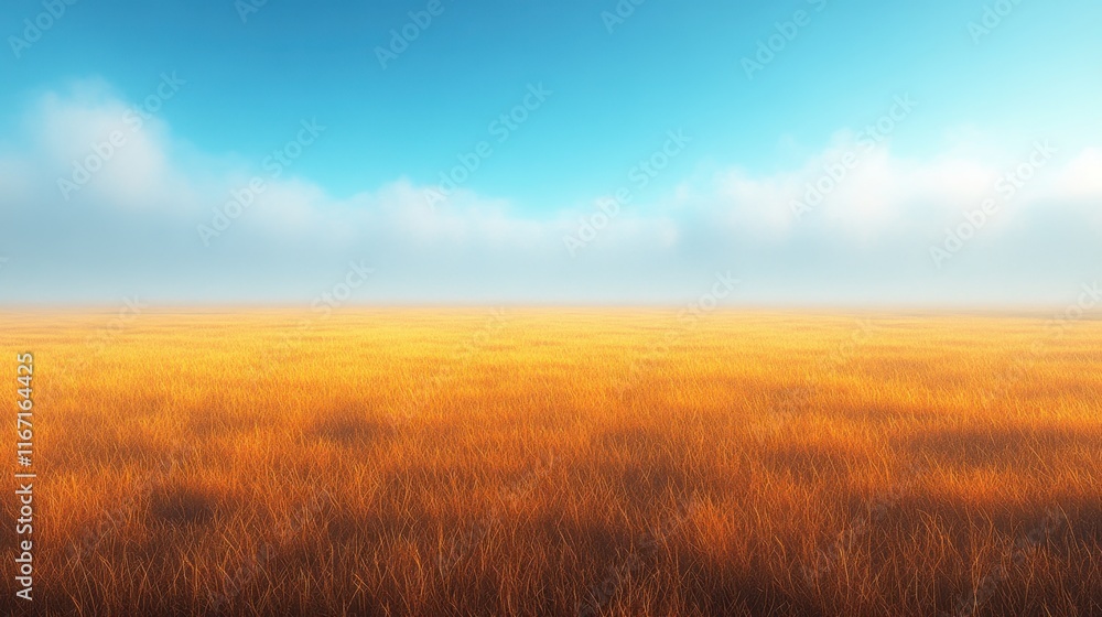 Golden fields stretch beneath a tranquil sky at dawn, embracing the beauty of nature in serene harmony Golden fields stretch beneath a tranquil sky at dawn, embracing the beauty of nature in serene harmony