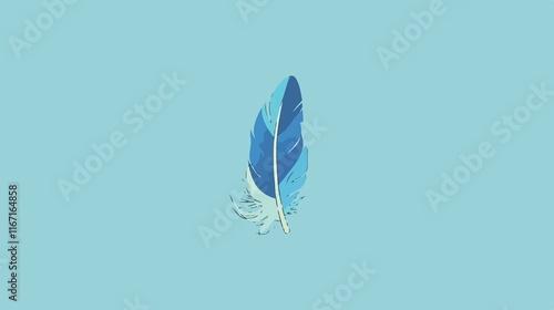 Blue Feather Isolated Vector Illustration for Graphic Design Projects