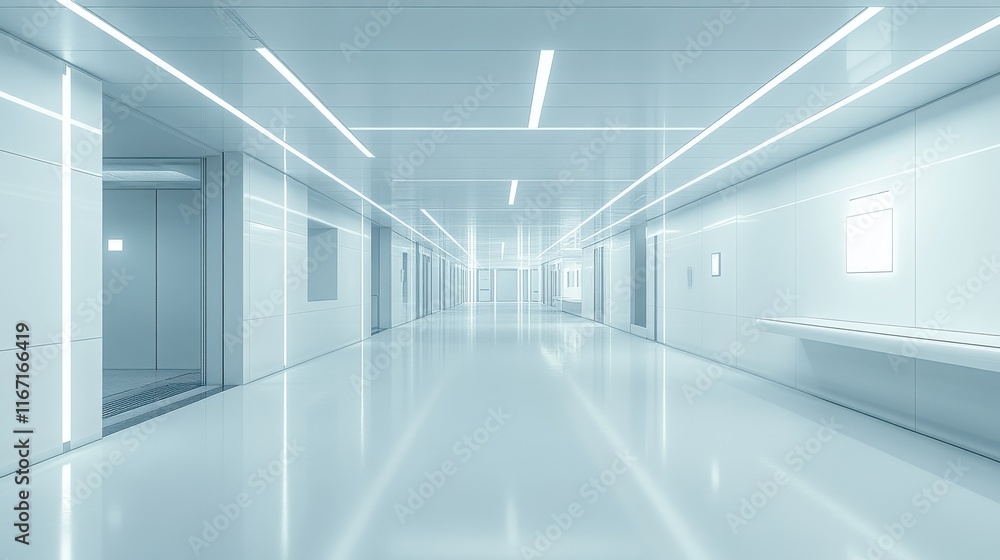 Obraz premium A sleek high-tech corridor showcasing modern architectural elements