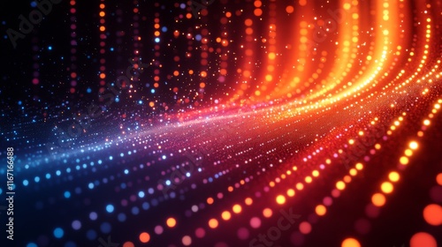 Abstract Red and Blue Glowing Particle Wave Background