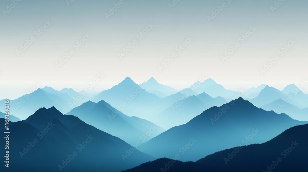 Fototapeta premium Soft-Focused Mountain Range with Clear Skies and Open Space for Text