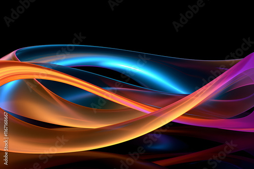 Abstract Colorful Waves Flowing in Smooth Motion at Night