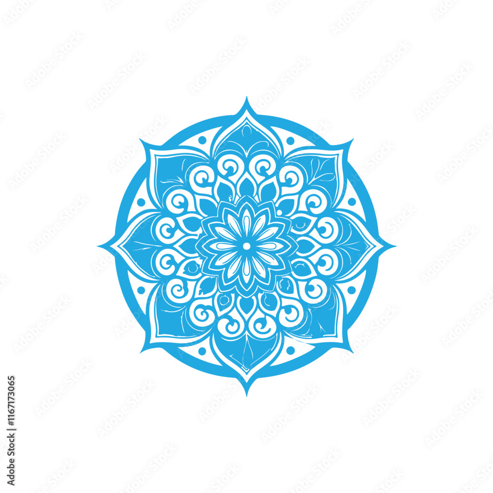 Top view of a ceramic plate showcasing a detailed floral mandala design in vibrant orange and teal colors, isolated on white background. Top view of a ceramic plate showcasing a detailed floral mandala design in vibrant orange and teal colors, isolated on white background.