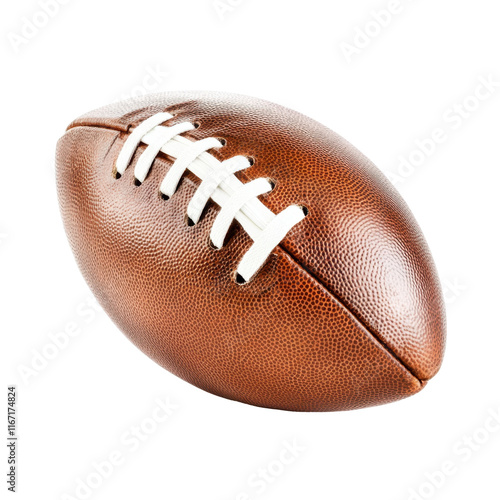 American Football on White Background, Classic Design, Bold Texture, Symbol of Team Spirit, Sport Iconography, Dynamic Energy,Png transparent  photo