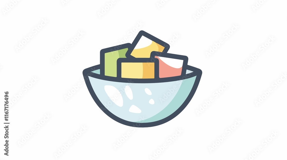 Fototapeta premium Transparent Bouillon Cubes Outline Icon for Culinary Designs