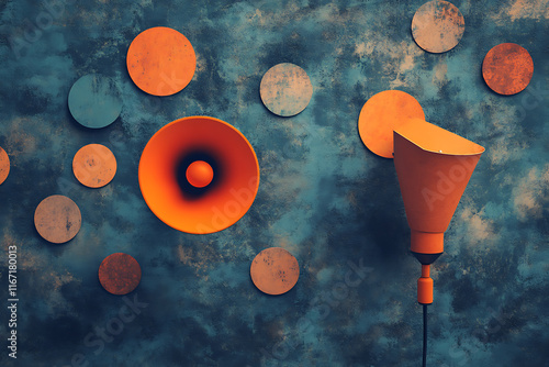 Orange Wall Decor with Geometric Shapes