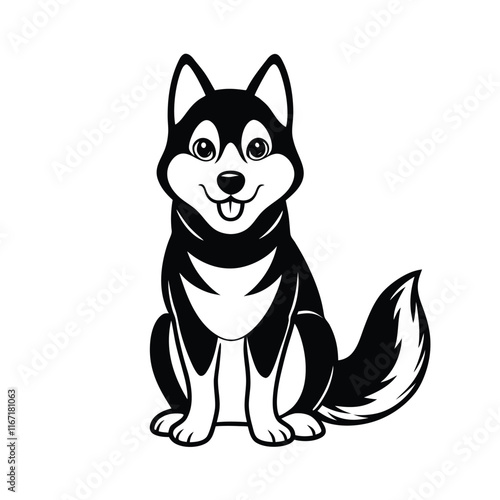 cute husky dog silhouette vector illustration