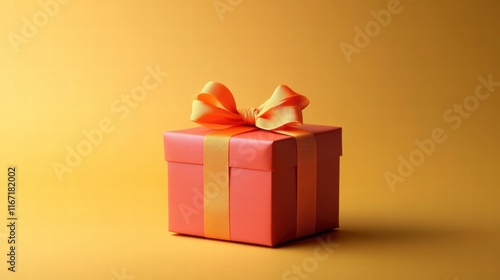 Wallpaper Mural Orange Gift Box with Yellow Ribbon on Yellow Background Torontodigital.ca