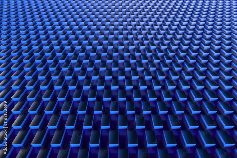 Naklejka premium Abstract geometric pattern with blue cubes. modern design for backgrounds and textures. 3d render.