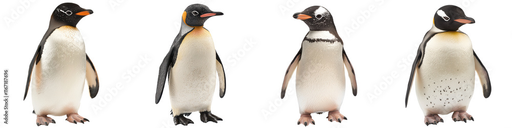 Naklejka premium Elegant Penguins Waddling and Swimming in Icy Arctic Waters