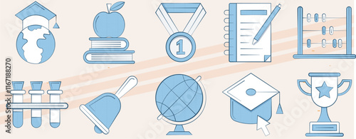Additional education-themed vector icons featuring various learning and teaching tools
