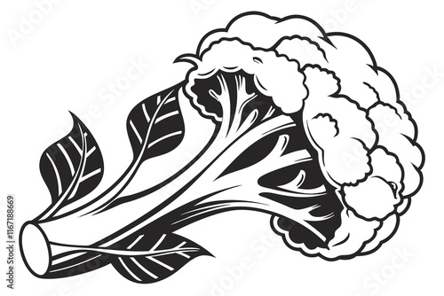 a black silhouette image cauliflower vector illustration white background H.eps