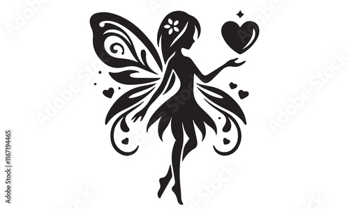 Fairy with a love isolated on a white background