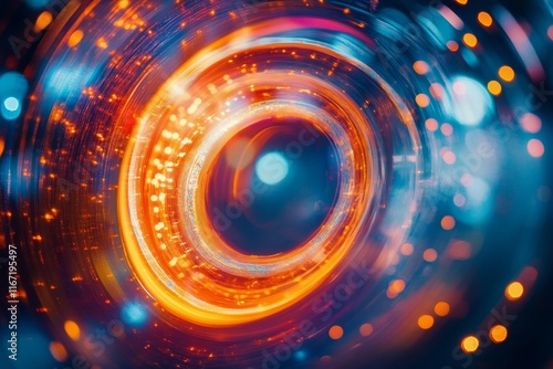 Vibrant abstract waves with glowing particles in a colorful display of light ...