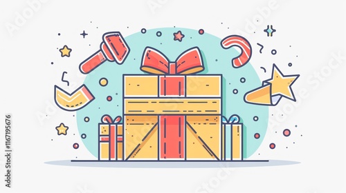 Professional Marketing Giftbox Line Icon Interface for Programs Image