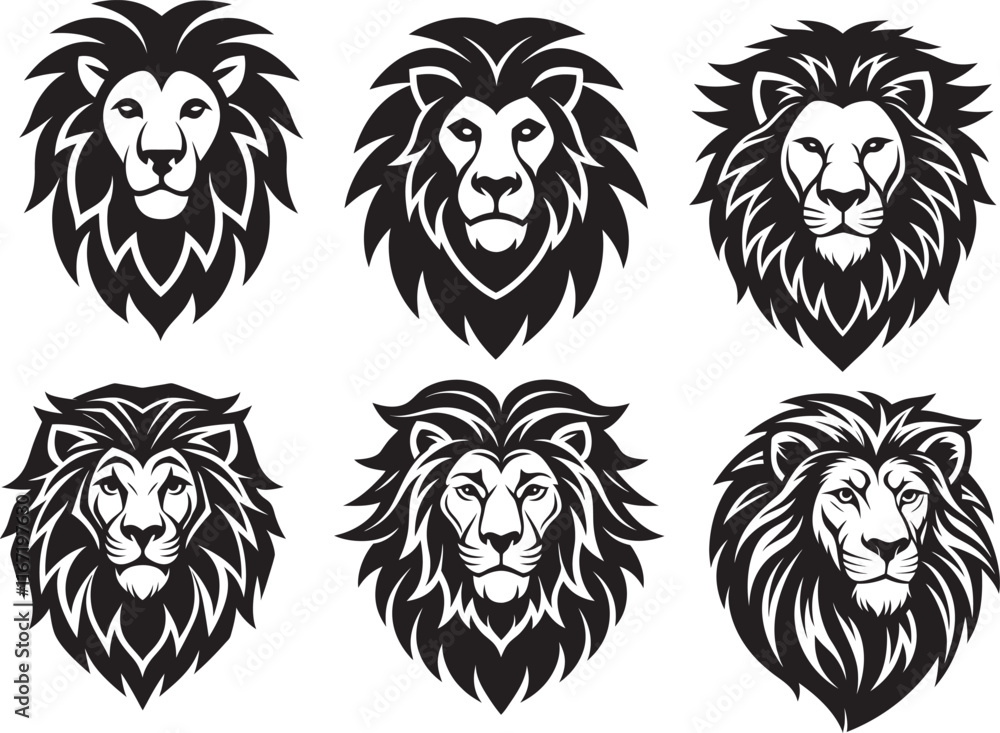 Fototapeta premium Lion head logo icon illustration 