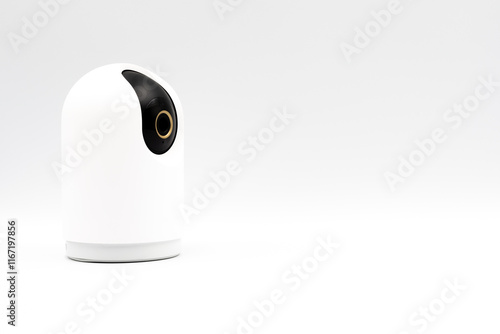 Indoor surveillance Smart ip Camera for home security on white background photo