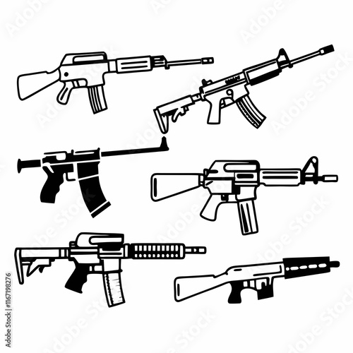 Silhouette Firearm Vector Collection – Rifles, Pistols & Shotguns
