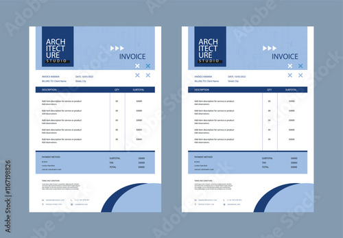 Minimal Corporate Business Invoice design template vector illustration bill form price invoice. Creative invoice template vector. business stationery design payment agreement design template