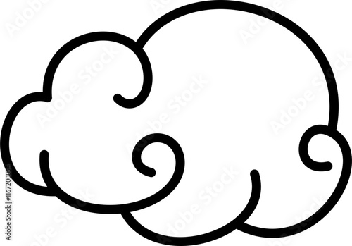 Curly cloud outline vector