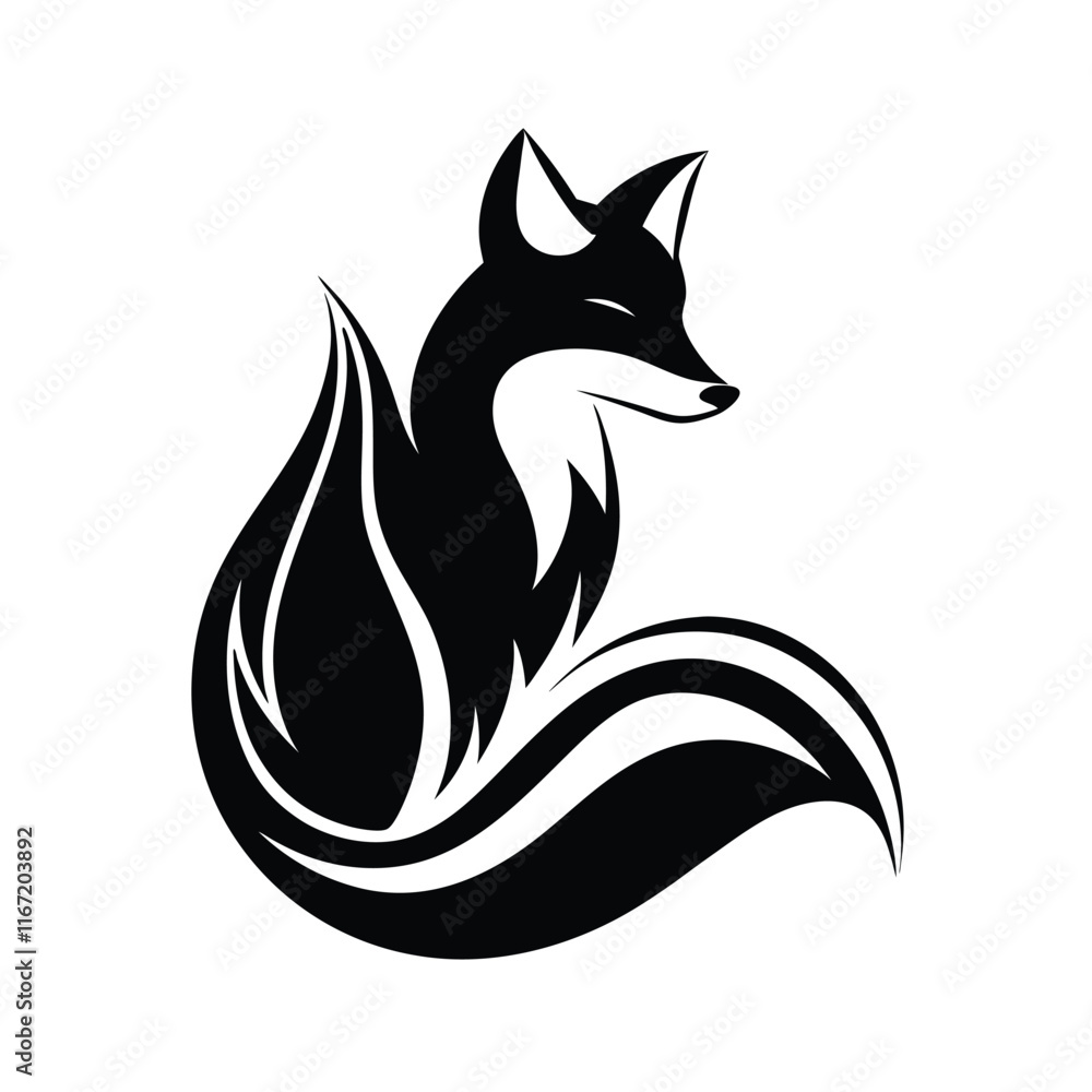 Fototapeta premium fox sleek linocut vector illustration