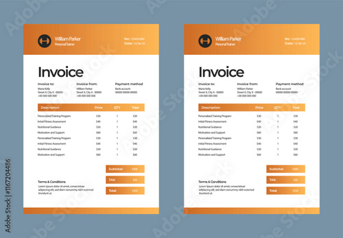 Minimal Corporate Business Invoice design template vector illustration bill form price invoice. Creative invoice template vector. business stationery design payment agreement design template