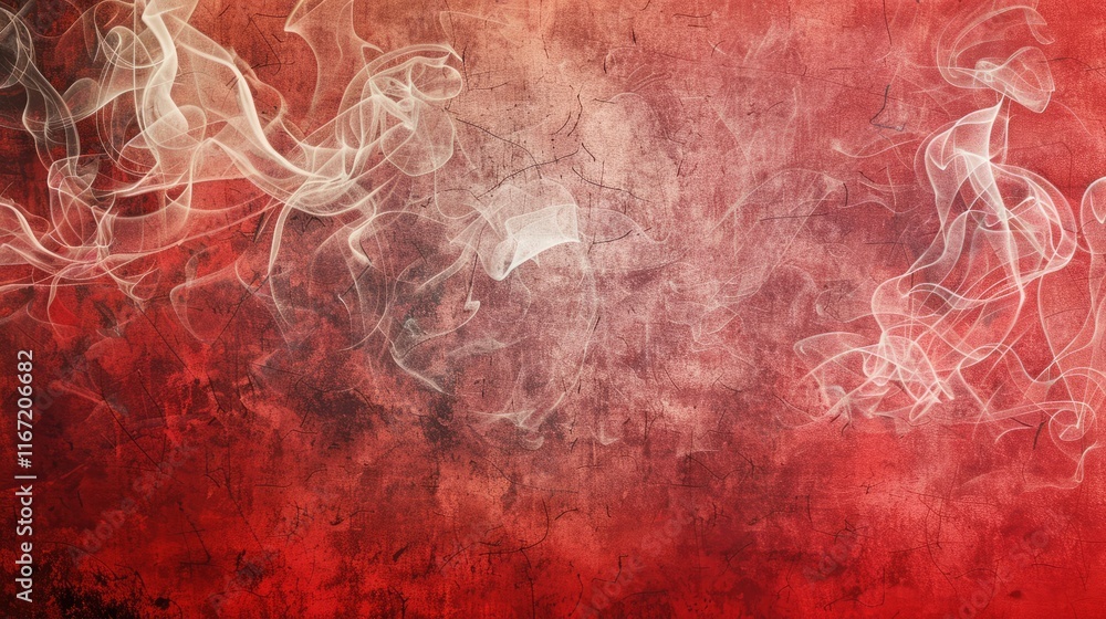 Obraz premium Beautiful stylist modern red texture background with smoke. Red grunge old paper texture