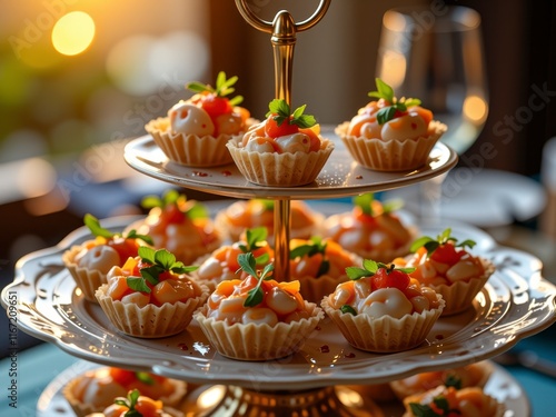 Delicious Appetizers Mini Tartlets Seafood Canap s Party Food Gourmet Bites photo