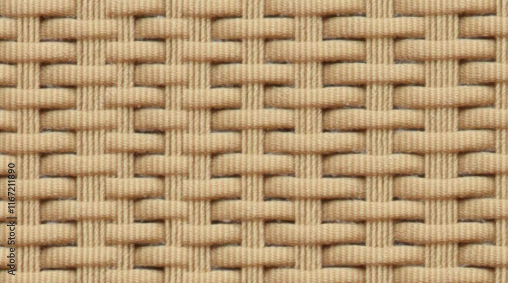 Close-up view of a textured synthetic wicker pattern with interwoven strands in natural beige and brown tones. Close-up view of a textured synthetic wicker pattern with interwoven strands in natural beige and brown tones.