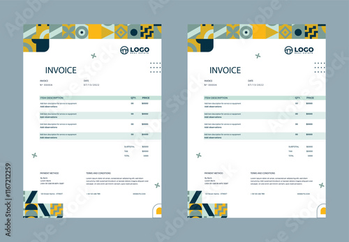Minimal Corporate Business Invoice design template vector illustration bill form price invoice. Creative invoice template vector. business stationery design payment agreement design template