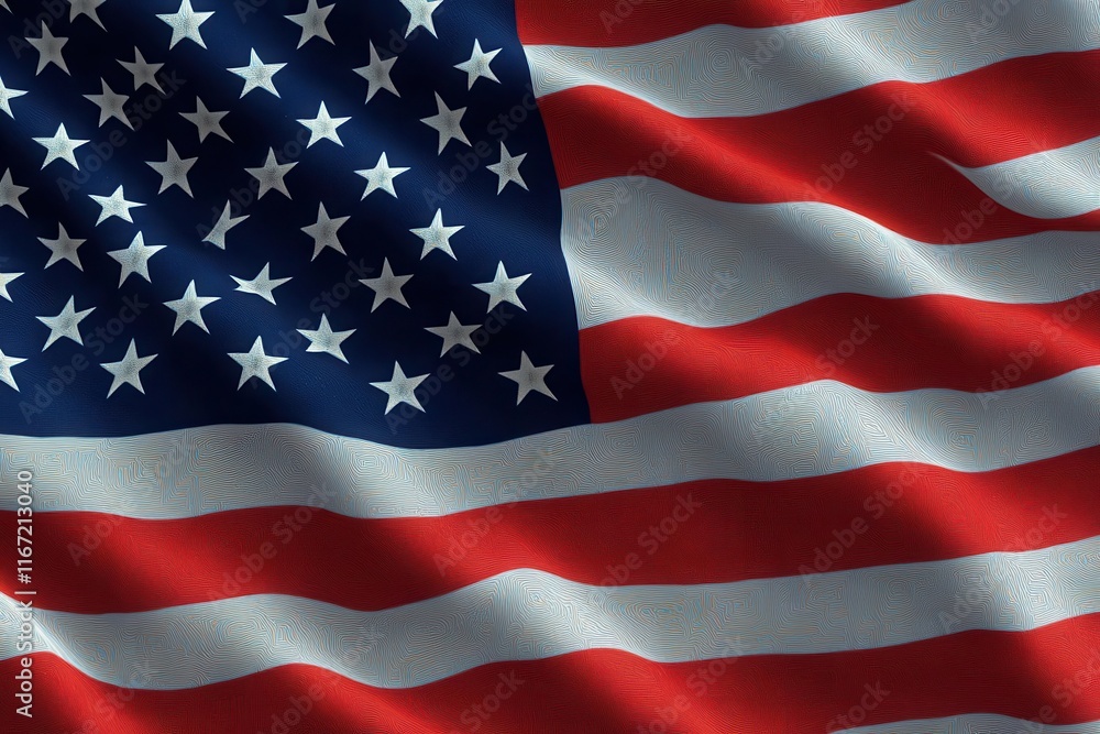 Obraz premium american flag rendered with intricate aigenerated designs displaying rich colors and textures that evoke patriotism and national pride against a clean white background