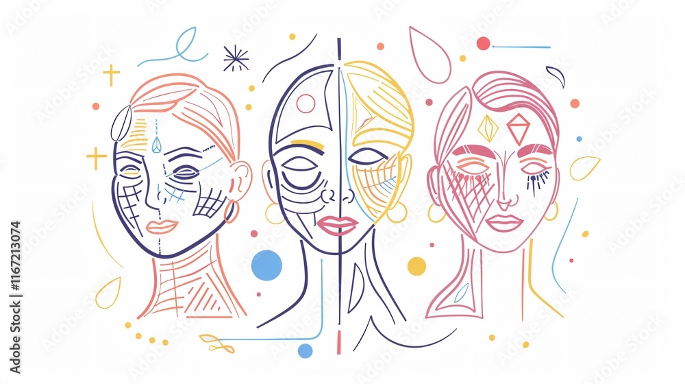 Professional Plastic Surgery Body Doodle Character with Face Lift - Stock Photo Professional Plastic Surgery Body Doodle Character with Face Lift - Stock Photo