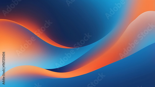A dynamic modern abstract gradient artwork blending vibrant blue and orange hues in a soft and smooth background.