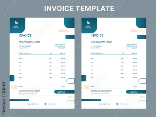 Minimal Corporate Business Invoice design template vector illustration bill form price invoice. Creative invoice template vector. business stationery design payment agreement design template