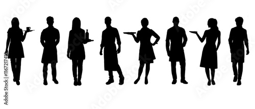 set silhouette of a waiters