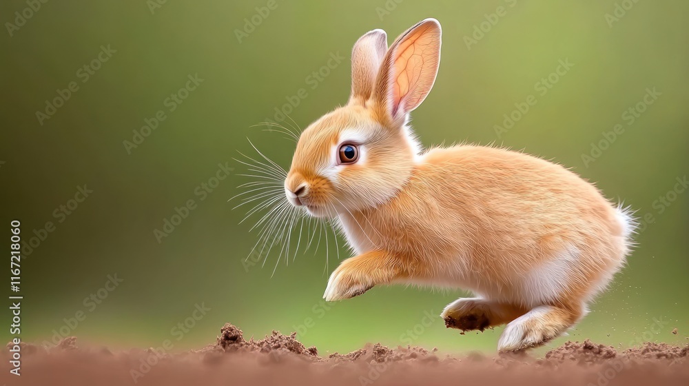 Obraz premium A cute rabbit hopping through a natural setting.