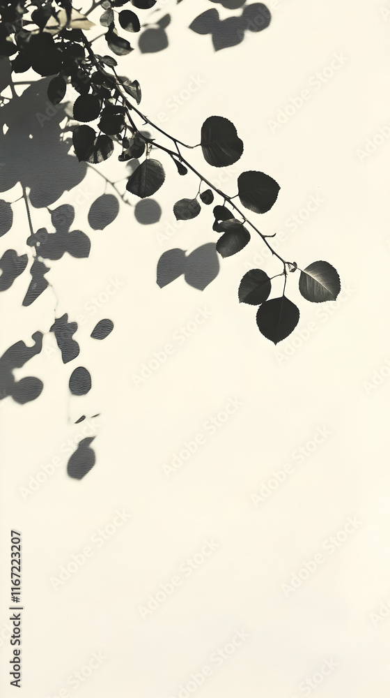 Fototapeta premium Leaf Shadows on Wall Background Illustration