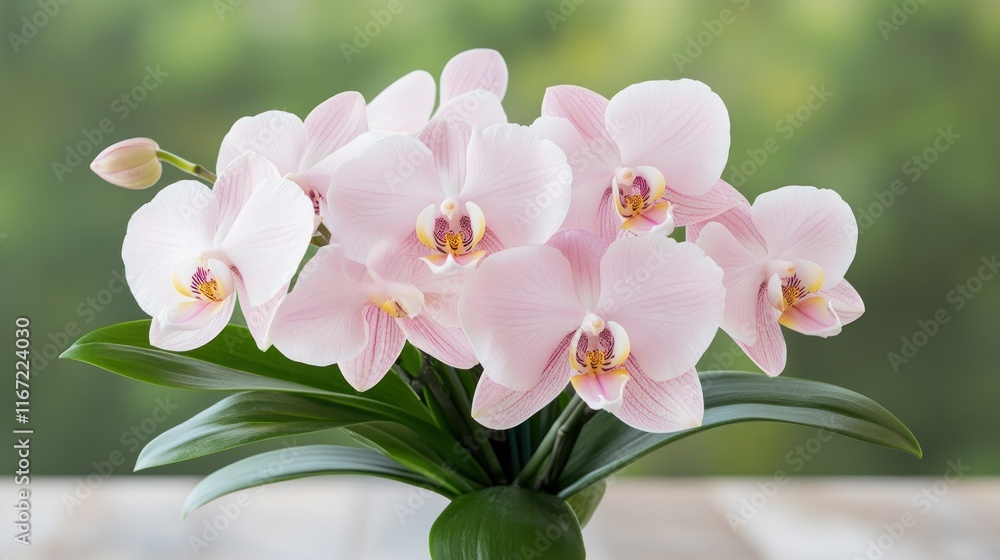 Obraz premium Celebrate Mother's Day with An exquisite orchid arrangement for Mothers Day, showcasing beautiful and unique blooms, a perfect gift idea This stunning floral arrangement features delicate pink petals