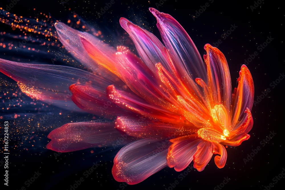 Glowing Red Flower Abstract Art Digital Design Glowing Red Flower Abstract Art Digital Design