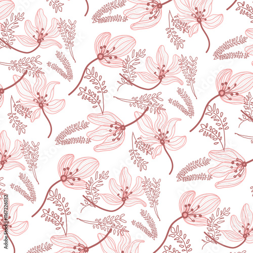 Pattern floreale  rosa, fiori pastello delicati