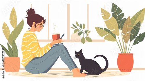 Young Girl Day Off - Relaxing Indoor Lifestyle Portrait