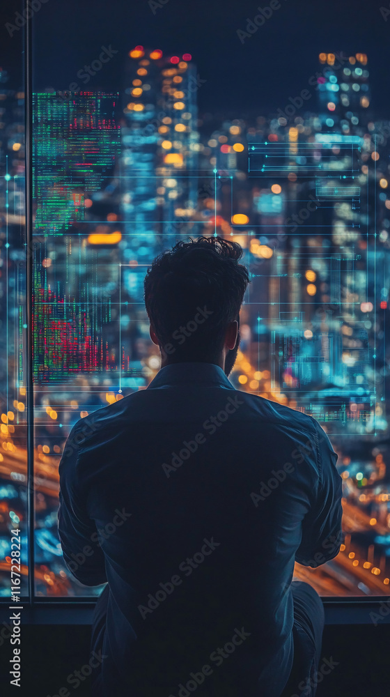 Fototapeta premium AI-integrated visualization system for data analysis, converting raw numerical data into visual stories that highlight key insights and trends.