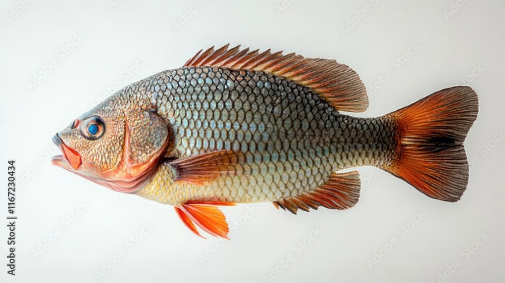 Fototapeta premium Nile tilapia fish fresh raw swimming aquatic food healthy seafood