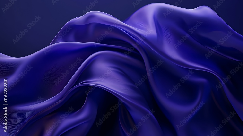 Obraz premium Abstract Draped Dark Blue Fabric Soft Waves