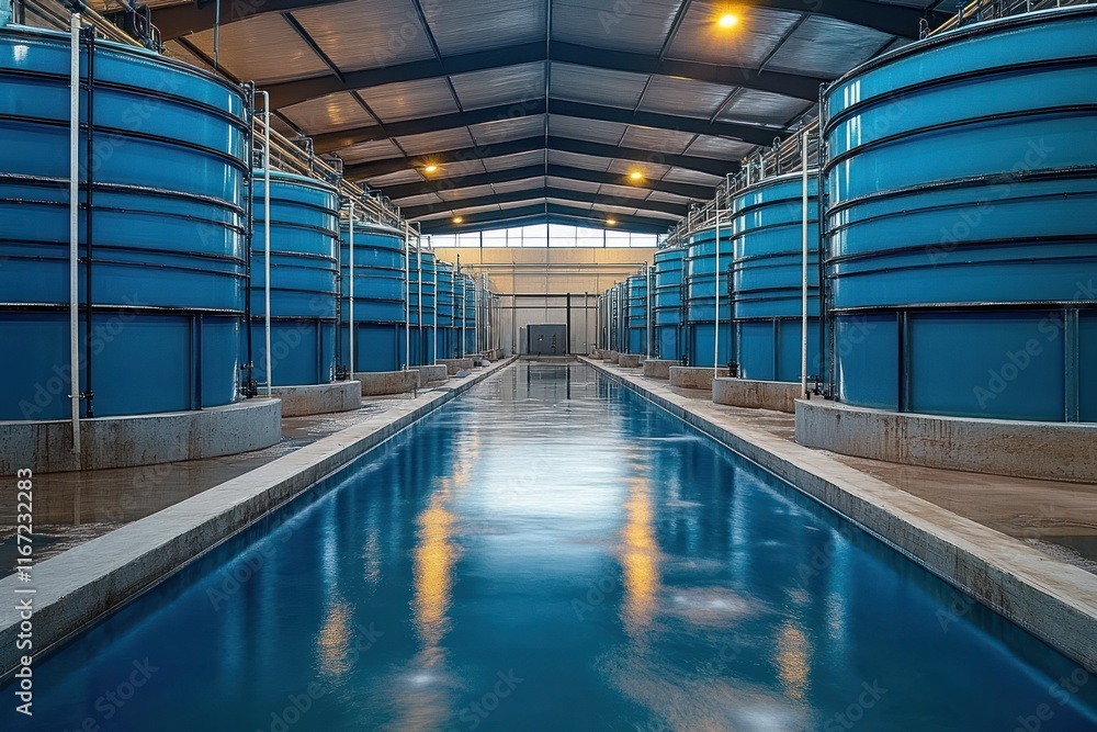 Fresh Nile Tilapia Fish Swimming in Vibrant Water Tanks in Fish Farming Facility Fresh Nile Tilapia Fish Swimming in Vibrant Water Tanks in Fish Farming Facility